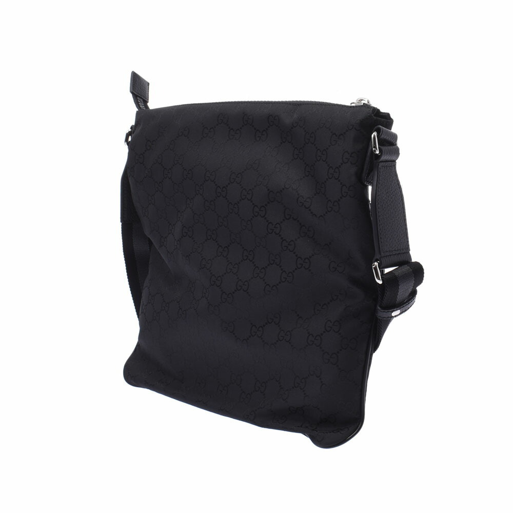 Gucci Bag Nylon Logo Leather Black Shoulder GG